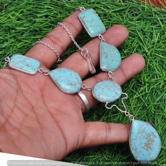 Katherine's Collection Jewelry - Lovely Light Blue Green Turquoise Pendant 925 Silver Necklace 18 inch